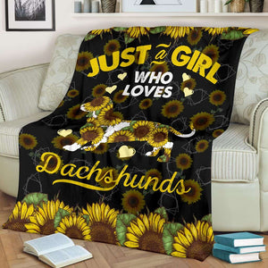 Sunflower Just A Girl Who Loves Dachshund Blanket Gift For Dachshund Dog Lovers Birthday Gift Home Decor Bedding Couch Sofa Soft and Comfy Cozy