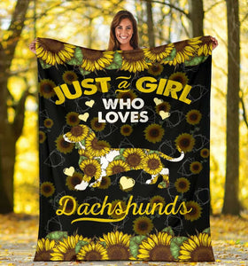 Sunflower Just A Girl Who Loves Dachshund Blanket Gift For Dachshund Dog Lovers Birthday Gift Home Decor Bedding Couch Sofa Soft and Comfy Cozy