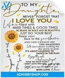 Sunflower Love Letter to My Daughter Fleece Blanket Gift For People Home Decor Bedding Couch Sofa Soft And Comfy Cozy