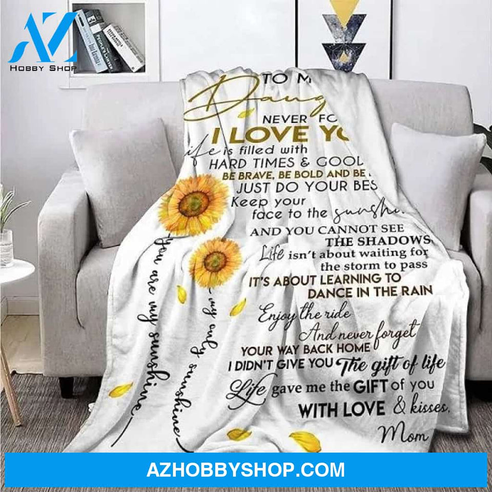 Sunflower Love Letter to My Daughter Fleece Blanket Gift For People Home Decor Bedding Couch Sofa Soft And Comfy Cozy