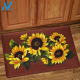 Sunflower Print Anti-Fatigue Easy Clean Welcome DoorMat | Felt And Rubber | DO2486
