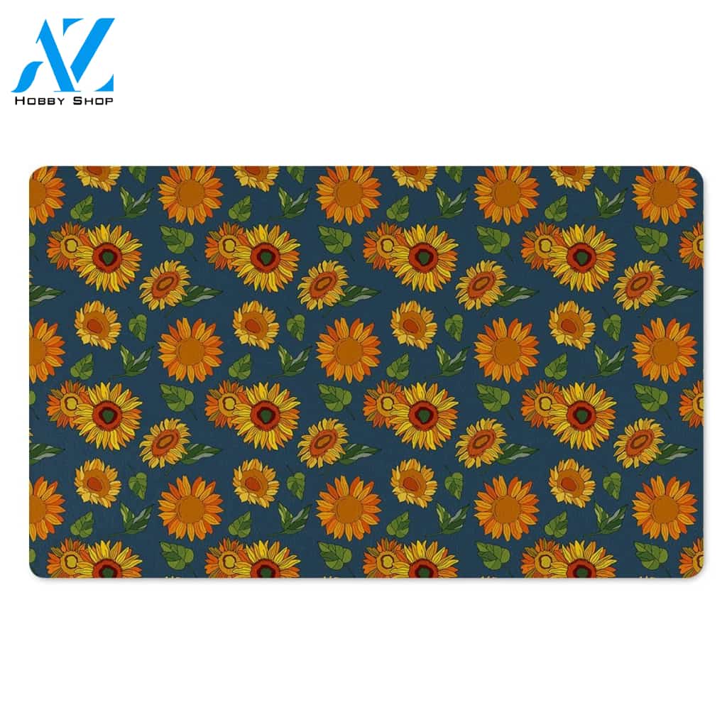 Sunflower Print Door Mat