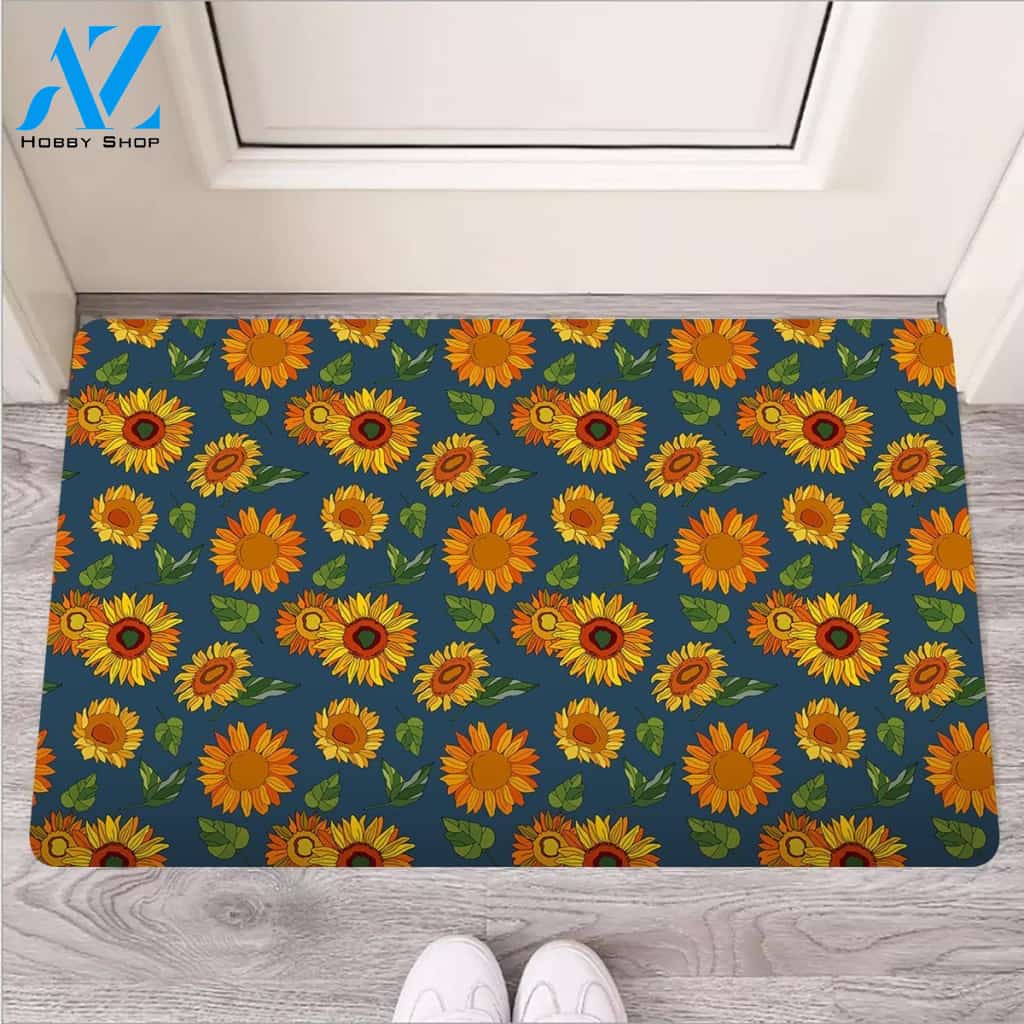 Sunflower Print Door Mat