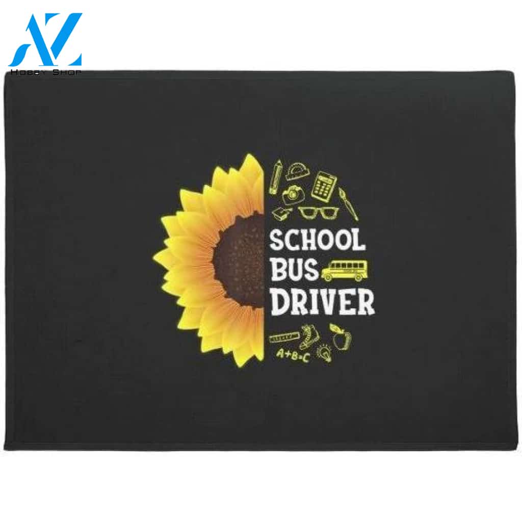 sunflower school bus driver back to school gift Doormat