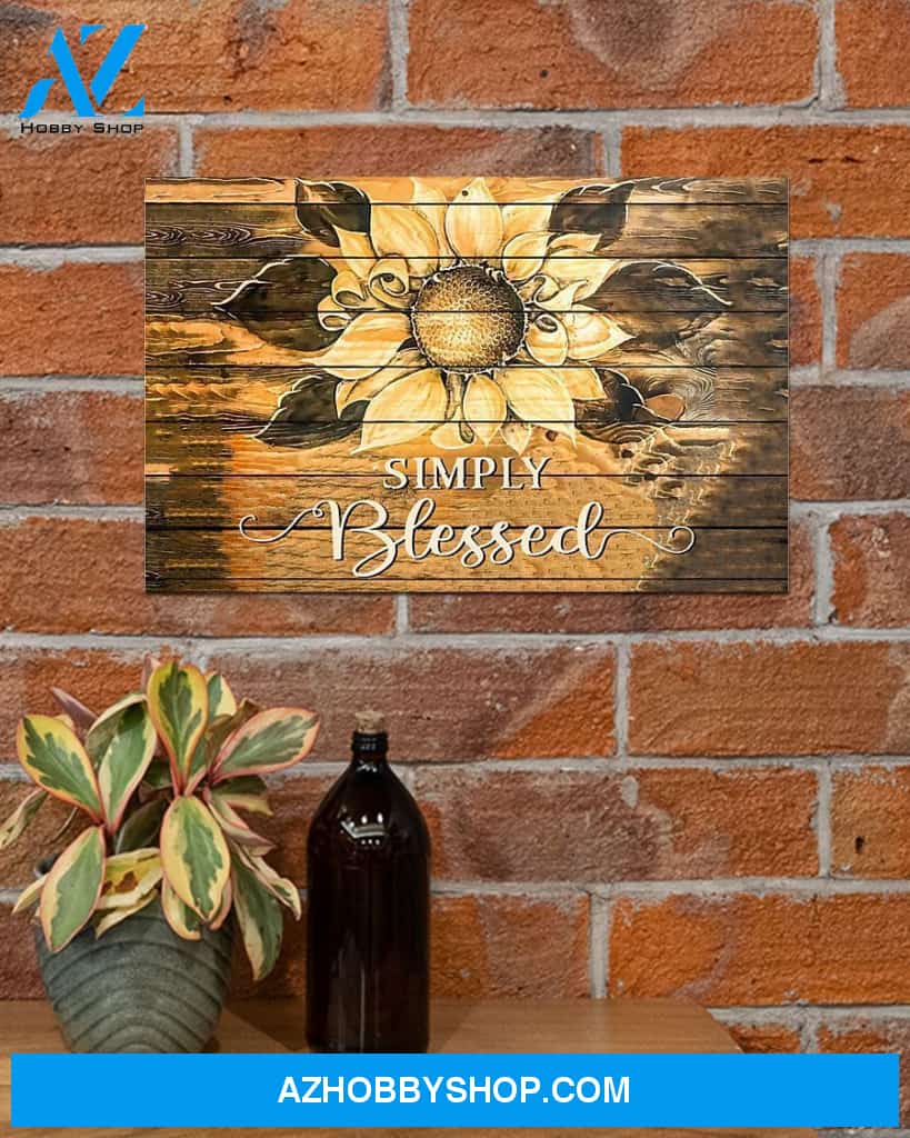 Sunflower Simply Blessed Canvas Wall Art, Wall Decor Visual Art