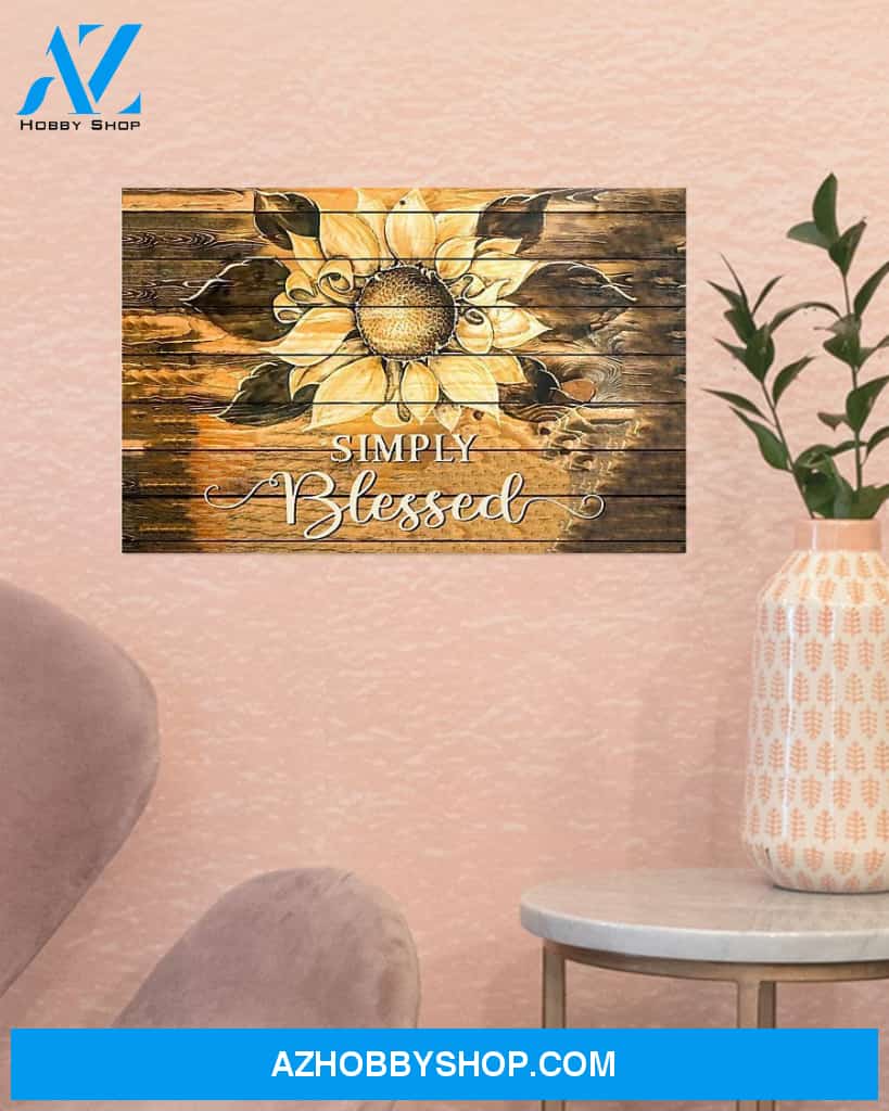 Sunflower Simply Blessed Canvas Wall Art, Wall Decor Visual Art