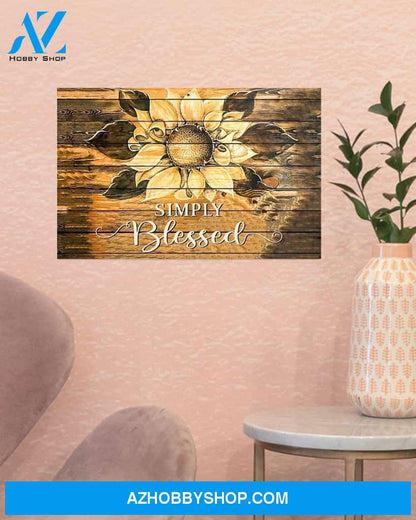 Sunflower Simply Blessed Canvas Wall Art, Wall Decor Visual Art