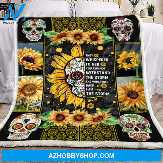 Sunflower Skull 1 Fleece Blanket