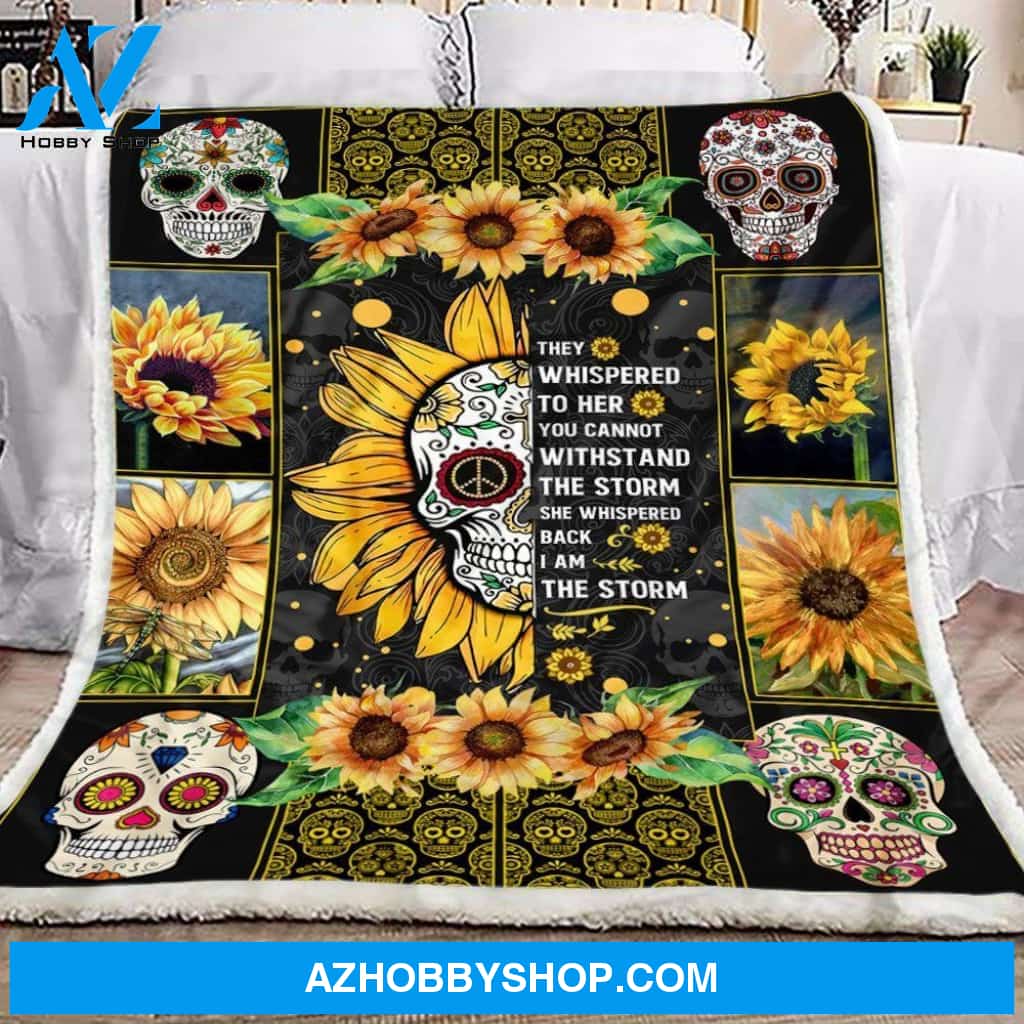 Sunflower Skull 1 Fleece Blanket