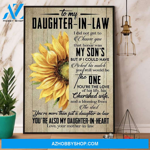 Sunflower To My Daughter In Law You’Re Also My Daughter In Heart Canvas And Poster, Wall Decor Visual Art