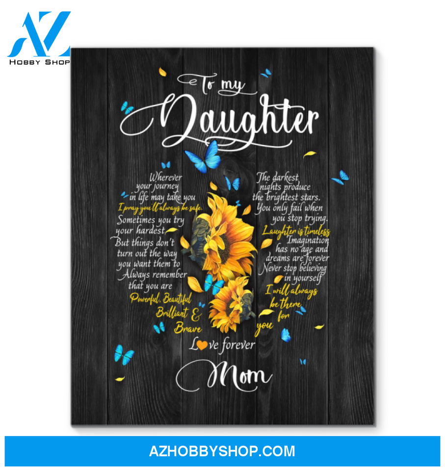 Sunflower To My Daughter (Mom) Heart Canvas Wall Art, Wall Decor Visual Art Mothers Day Gifts