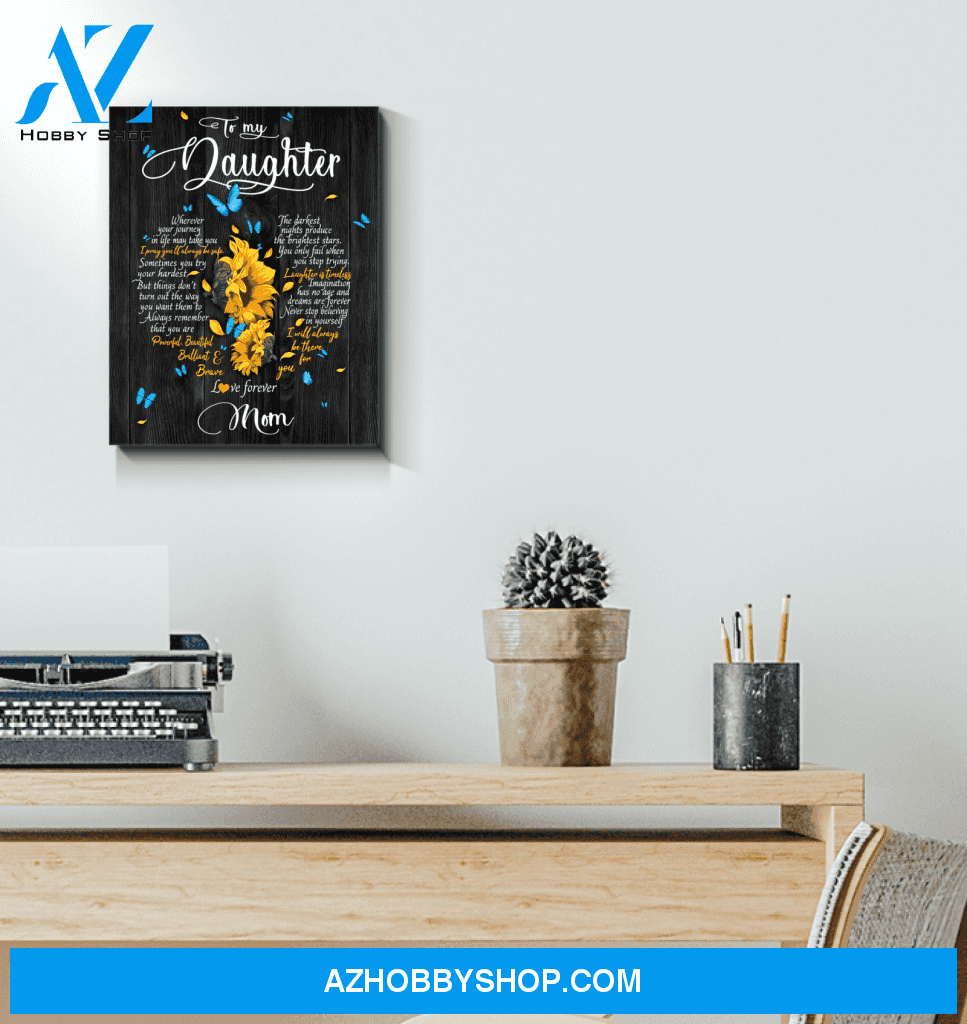 Sunflower To My Daughter (Mom) Heart Canvas Wall Art, Wall Decor Visual Art Mothers Day Gifts