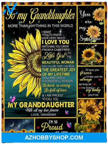 Personalized Sunflower to My Granddaughter Blanket Gifts from Grandma to Granddaughter I'm so Proud of You Blanket for Birthday Christmas Thanksgiving Graduation