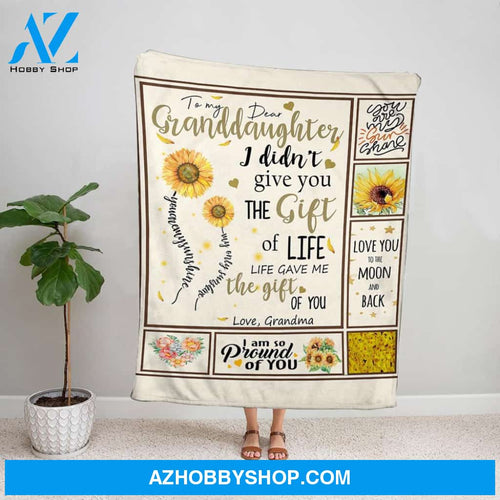 Personalized Sunflower To My Granddaughter Fleece Blanket From Grandma I Am So Proud Of You Great Customized Blanket Gifts For Birthday Christmas Thanksgiving