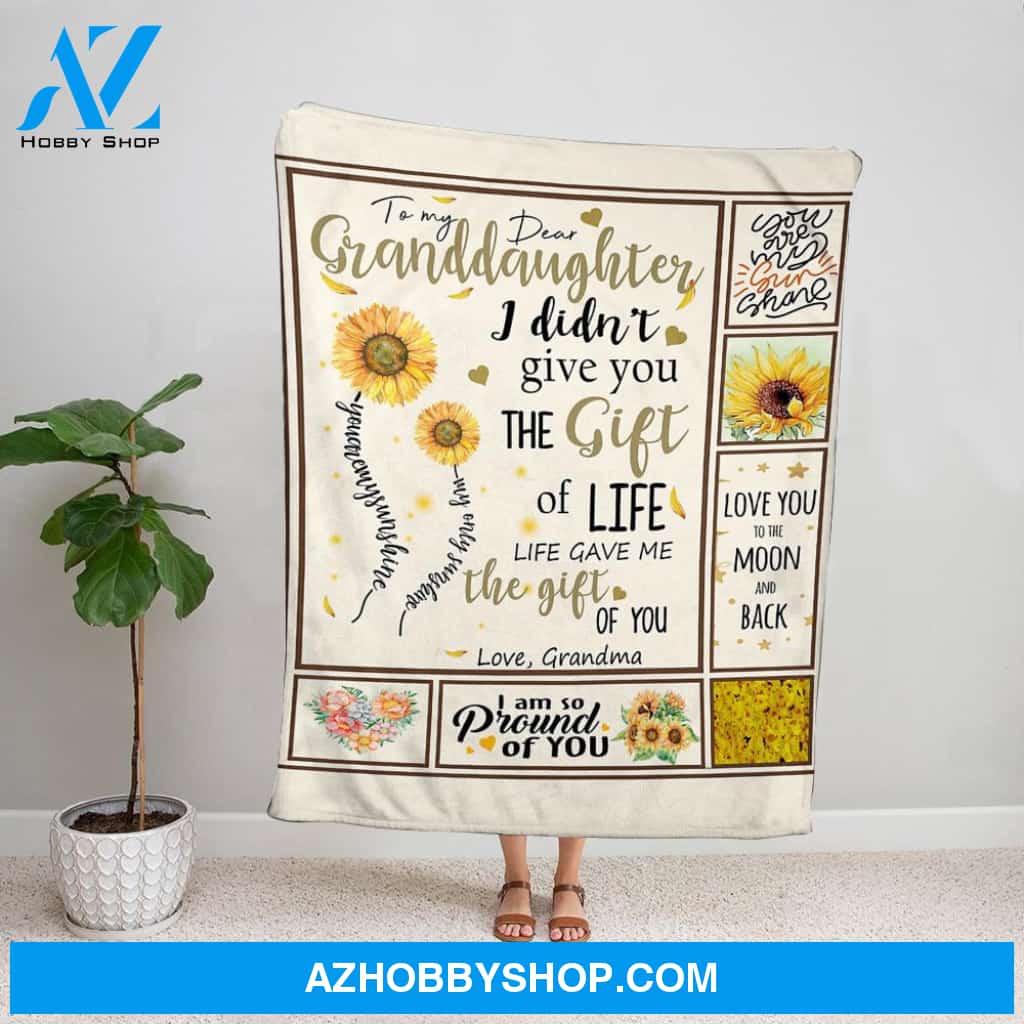 Personalized Sunflower To My Granddaughter Fleece Blanket From Grandma I Am So Proud Of You Great Customized Blanket Gifts For Birthday Christmas Thanksgiving