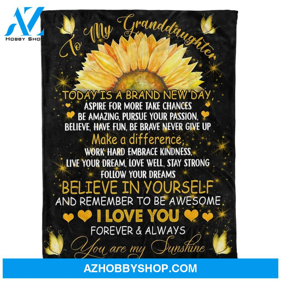 Personalized Sunflower To My Granddaughter Fleece Blanket You Are My Sunshine Great Customized Blanket Gifts For Birthday Christmas Thanksgiving