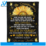 Personalized Sunflower To My Granddaughter Fleece Blanket You Are My Sunshine Great Customized Blanket Gifts For Birthday Christmas Thanksgiving
