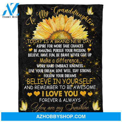 Personalized Sunflower To My Granddaughter Fleece Blanket You Are My Sunshine Great Customized Blanket Gifts For Birthday Christmas Thanksgiving