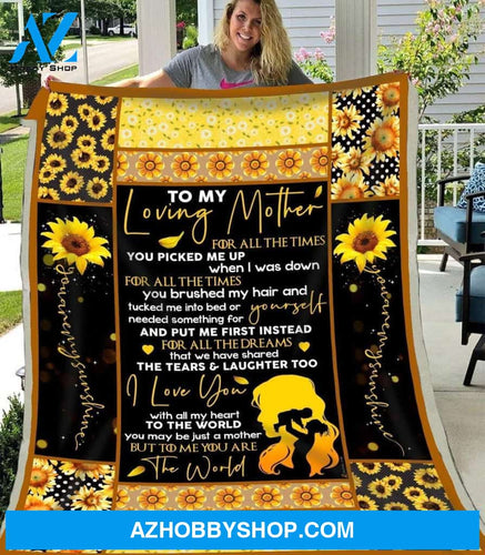 Sunflower To My Loving Mother Fleece Blanket Gift For Mom | Family Blanket