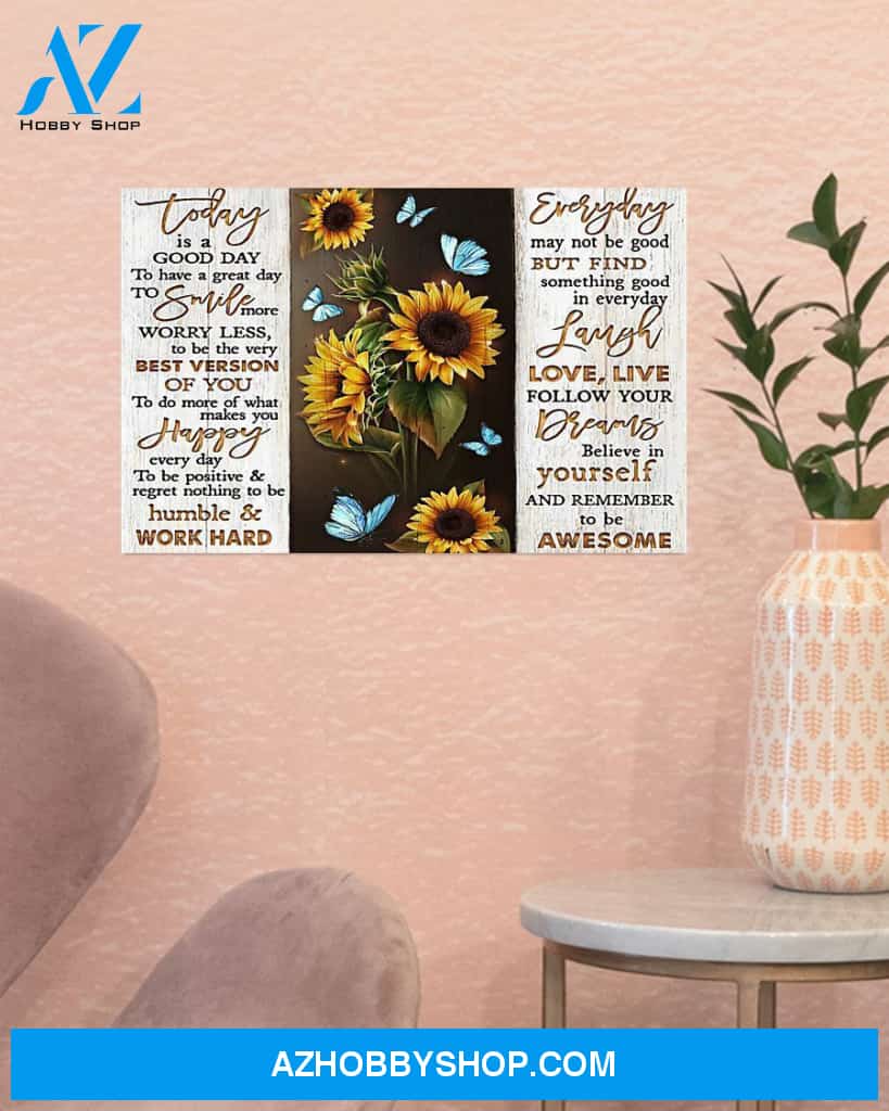 Sunflower Today Is A Good Day Canvas Wall Art, Wall Decor Visual Art