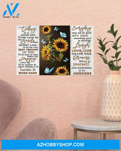Sunflower Today Is A Good Day Canvas Wall Art, Wall Decor Visual Art