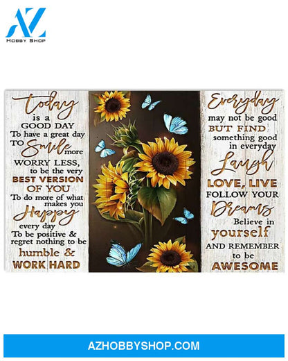 Sunflower Today Is A Good Day Canvas Wall Art, Wall Decor Visual Art