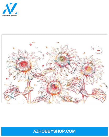 Sunflower Watercolor Images Canvas Wall Art, Wall Decor Visual Art