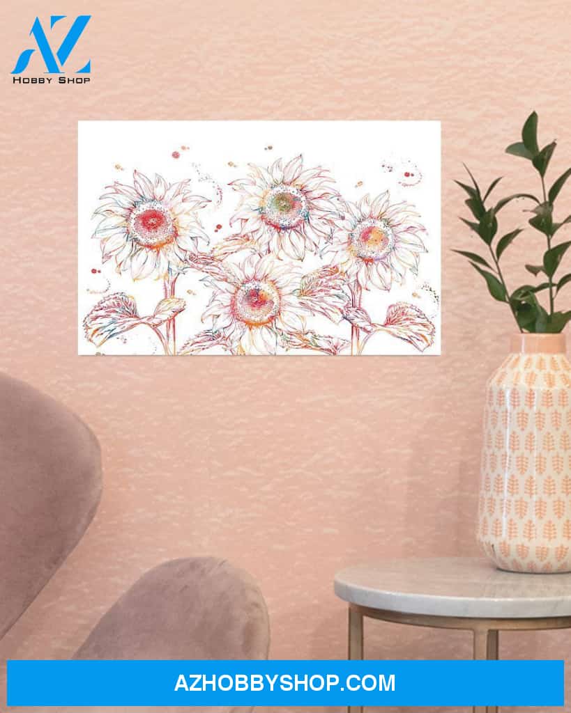 Sunflower Watercolor Images Canvas Wall Art, Wall Decor Visual Art