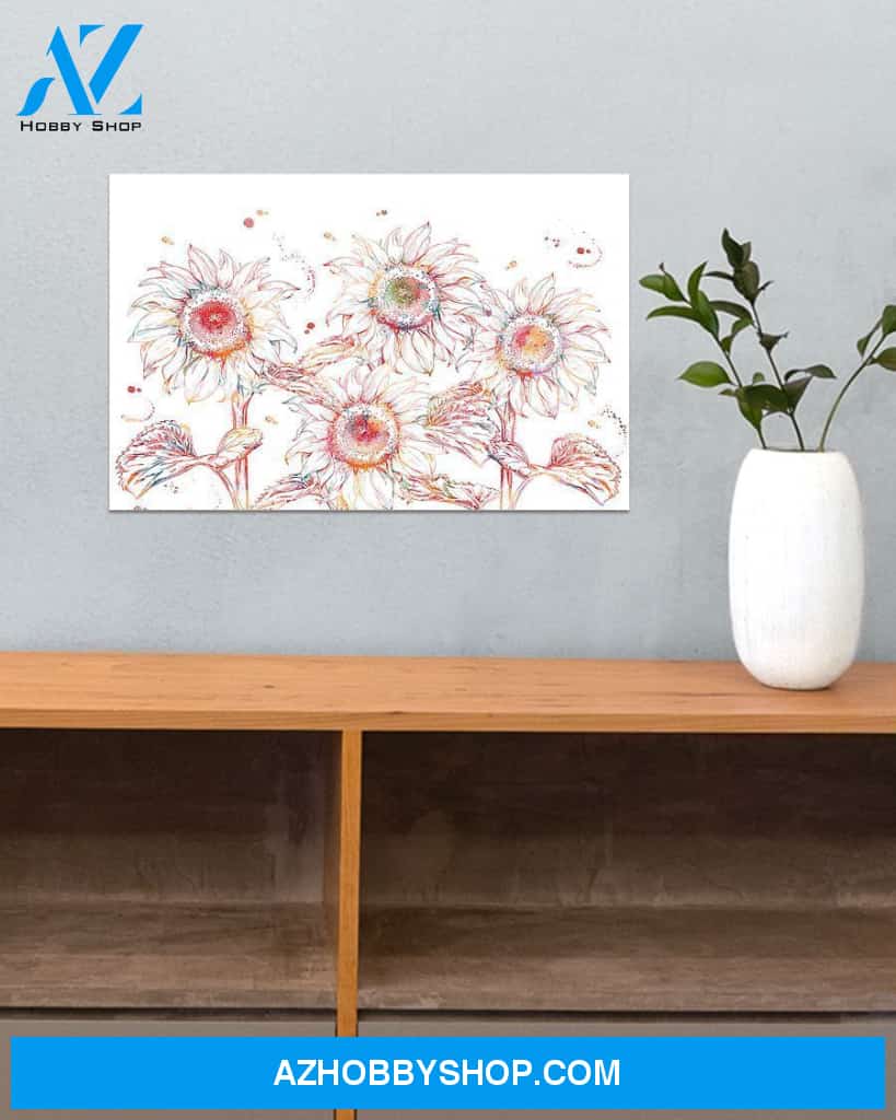Sunflower Watercolor Images Canvas Wall Art, Wall Decor Visual Art