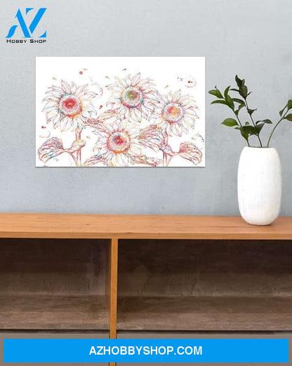 Sunflower Watercolor Images Canvas Wall Art, Wall Decor Visual Art
