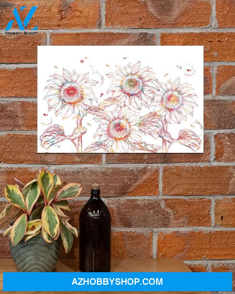 Sunflower Watercolor Images Canvas Wall Art, Wall Decor Visual Art
