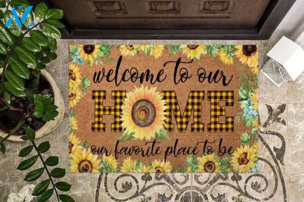 Sunflower Welcome To Our Home New House Family And Friend Awesome Doormats Inhouse Doormats Home Decor Housewarming Gift