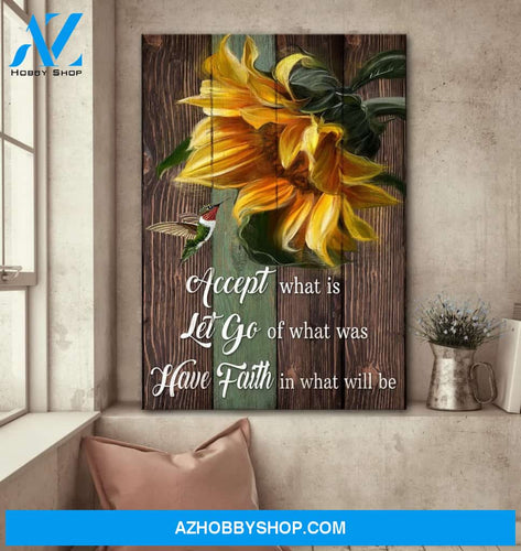 Sunflower with hummingbird - Have faith in what will be - Jesus Portrait Canvas Print - Wall Art
