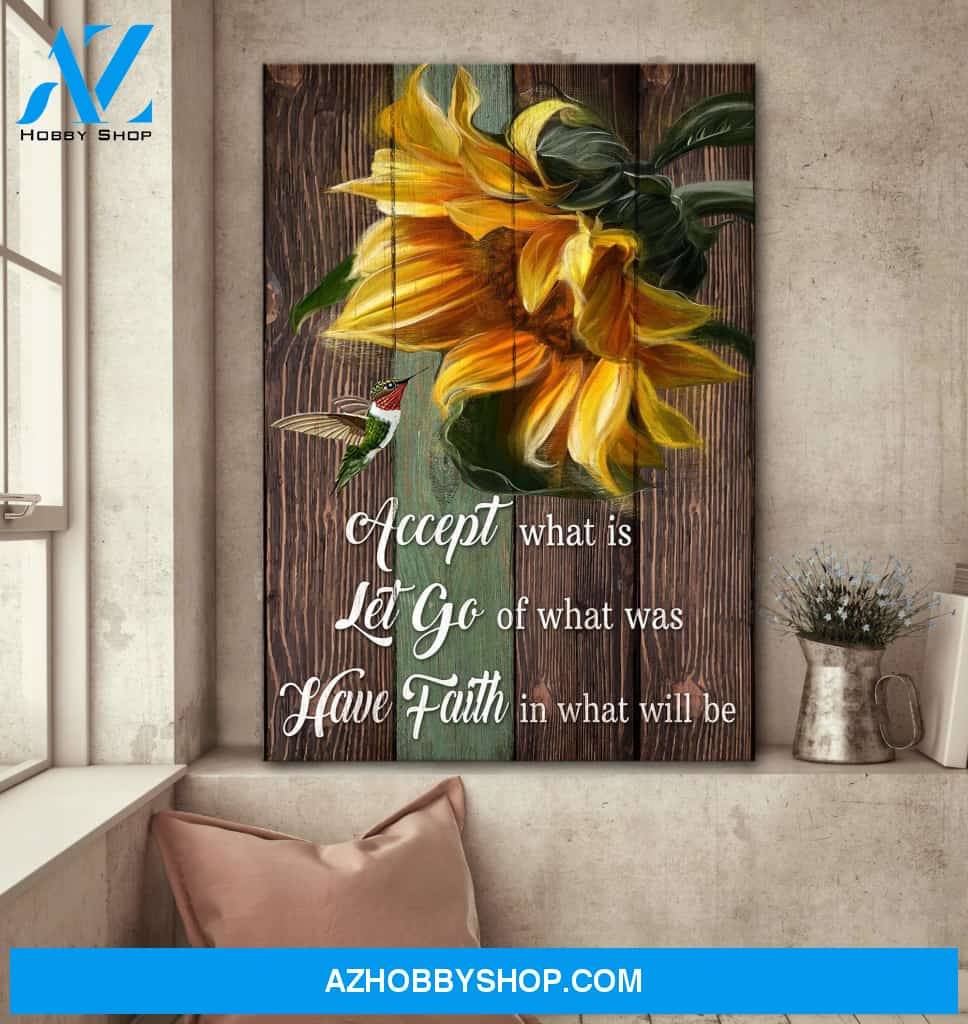 Sunflower with hummingbird - Have faith in what will be - Jesus Portrait Canvas Prints - Wall Art