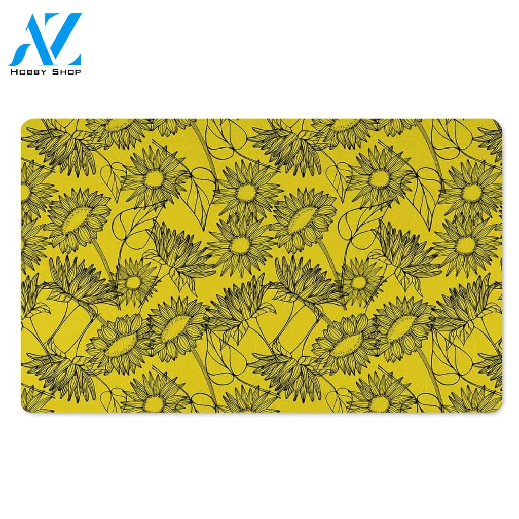Sunflower Yellow Print Door Mat