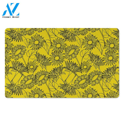 Sunflower Yellow Print Door Mat