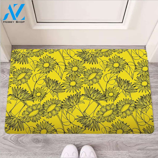 Sunflower Yellow Print Door Mat