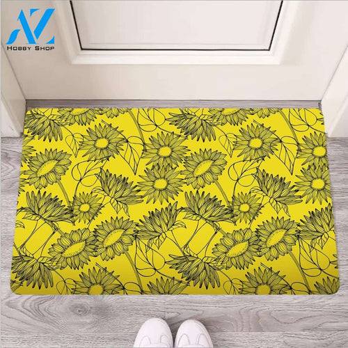 Sunflower Yellow Print Door Mat