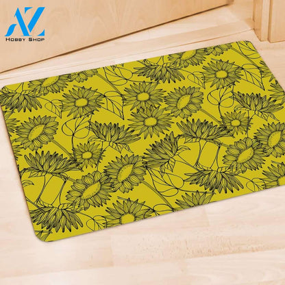 Sunflower Yellow Print Door Mat