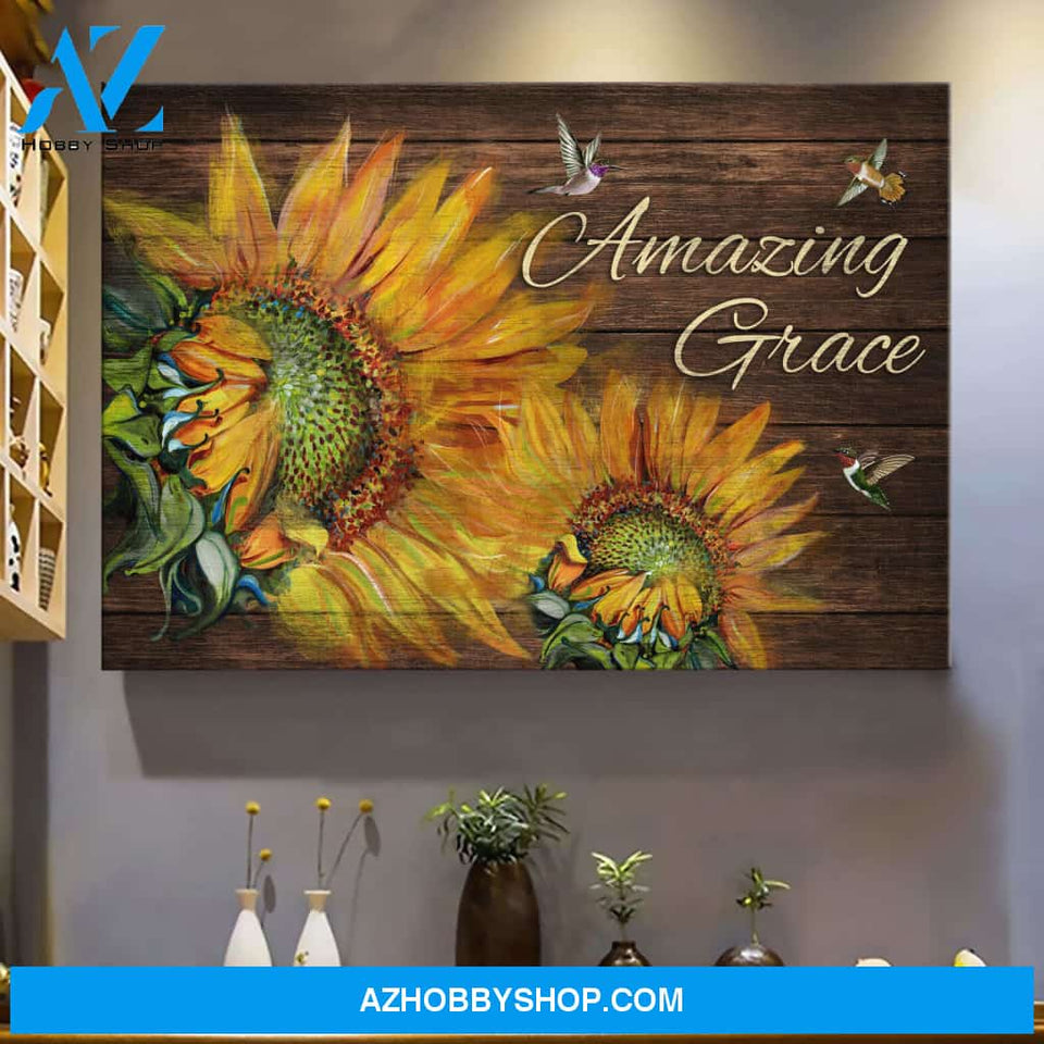 Sunflowers - Amazing grace - Jesus Landscape Canvas Prints, Wall Art
