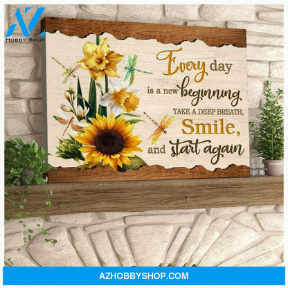 Sunflowers And Dragonfly Wall Art Decor | Moosfy Wrap Canvas Ready To Hang