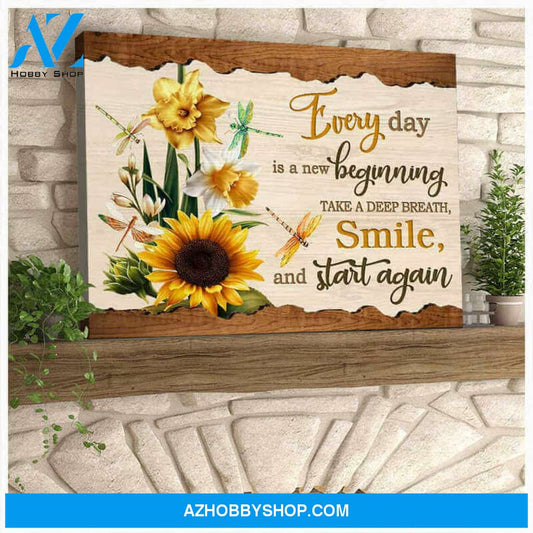 Sunflowers And Dragonfly Wall Art Decor | Moosfy Wrap Canvas Ready To Hang