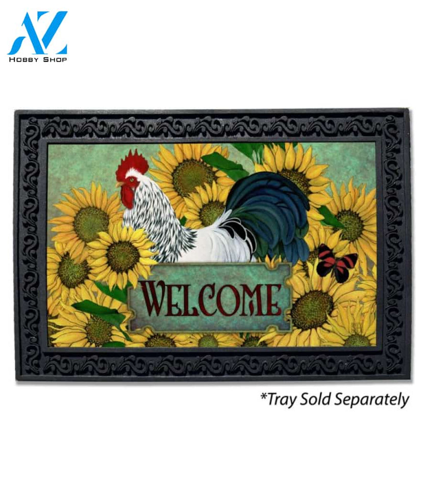 Sunflowers Rooster Doormat - 18" x 30"