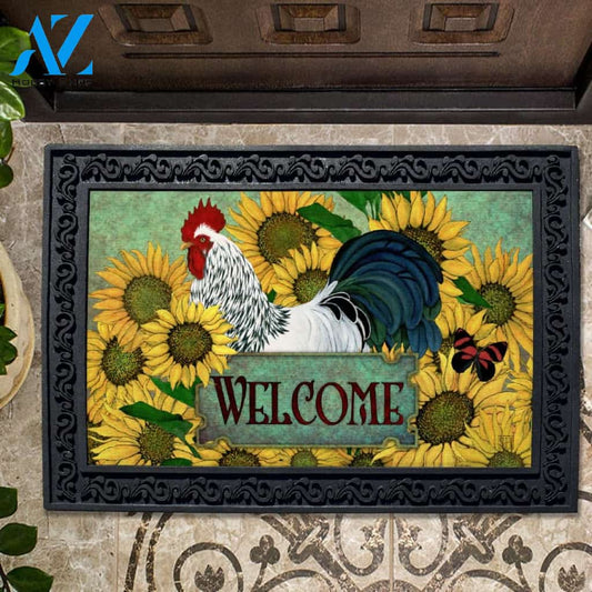 Sunflowers Rooster Doormat - 18" x 30"