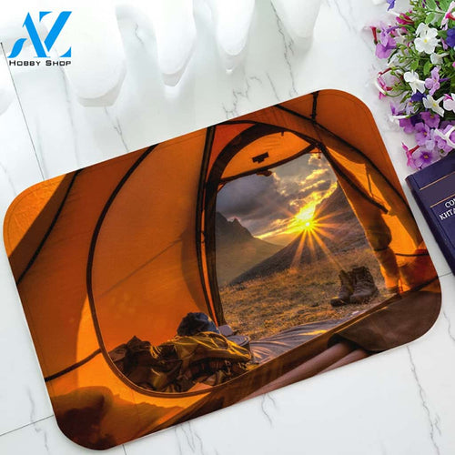 Sunrise Inside A Tent Welcome Doormat Welcome Mat House Warming Gift Home Decor Funny Doormat Gift Idea