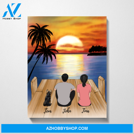 Sunset On River Couple Premium Canvas