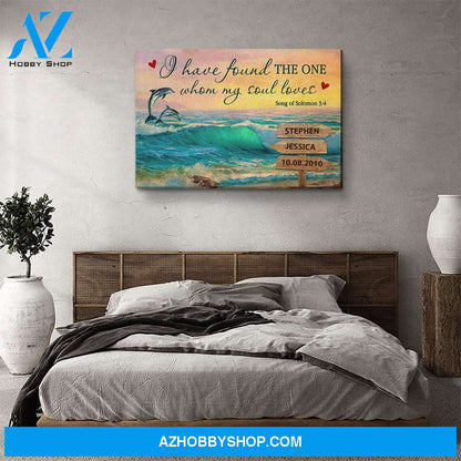 Sunset Over Ocean Waves - Personalized Custom Name Canvas