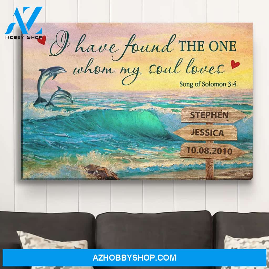 Sunset Over Ocean Waves - Personalized Custom Name Canvas