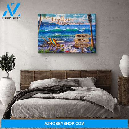 Sunset View Together - Personalized Custom Name Canvas
