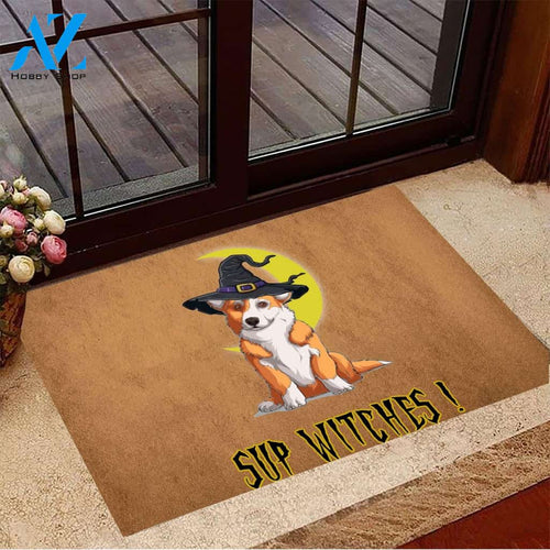 Sup Witches Corgi Dog Doormat Welcome Mat Housewarming Gift Home Decor Funny Doormat Gift For Dog Lovers Gift For Friend Gift For Halloween